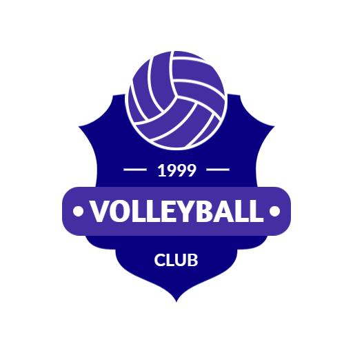 Classic Purple Shield Design Featuring Volleyball Club Logo Template