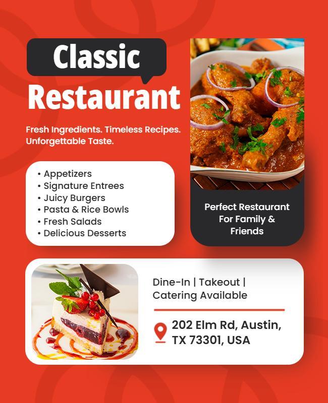 Classic Restaurant Promotion Flyer Template