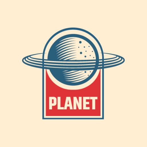 Classic Retro Planet Design with Rings and Bold Colors Logo Template