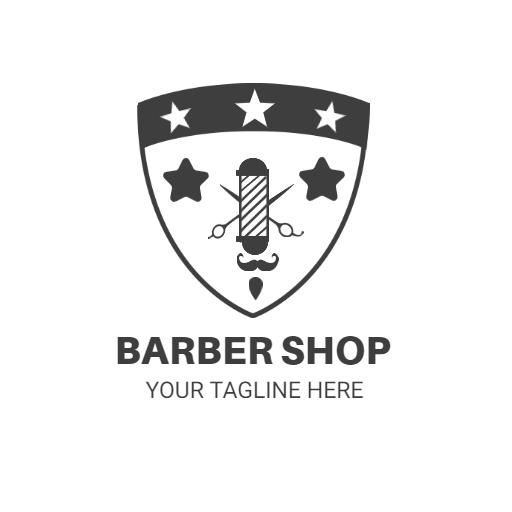 Classic Shield Design Representing Modern Barber Shop Logo Template