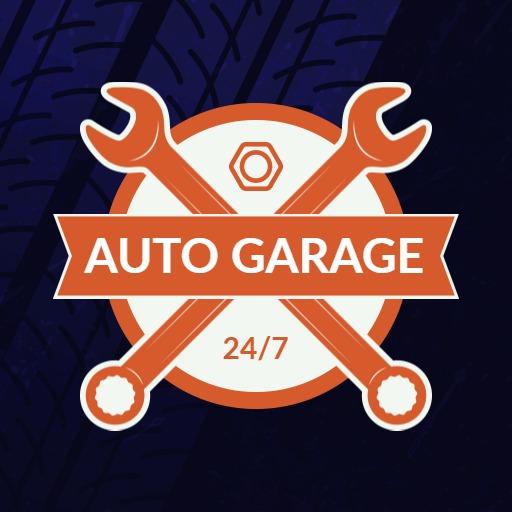 Classic Vintage Auto Garage Emblem Design with Tools Logo Template