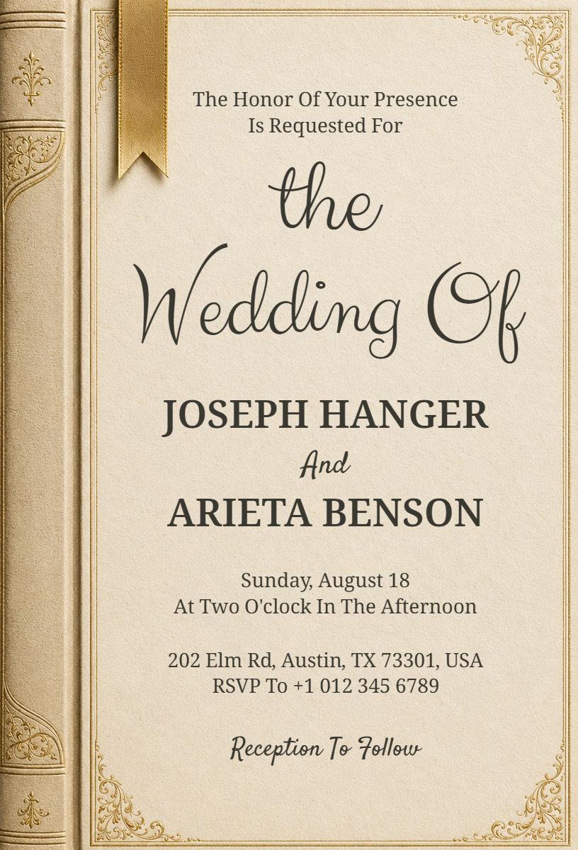 Classic Vintage Wedding Ceremony Celebration Invitation Template