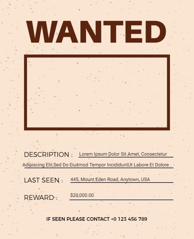 Rustic Brown Wanted Notice Crime Flyer Template