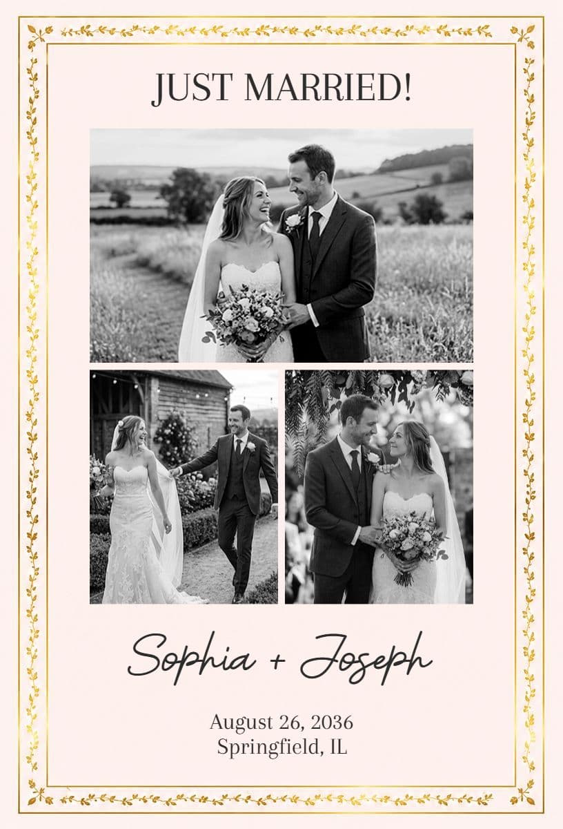 Classic Wedding Celebration Announcement Template