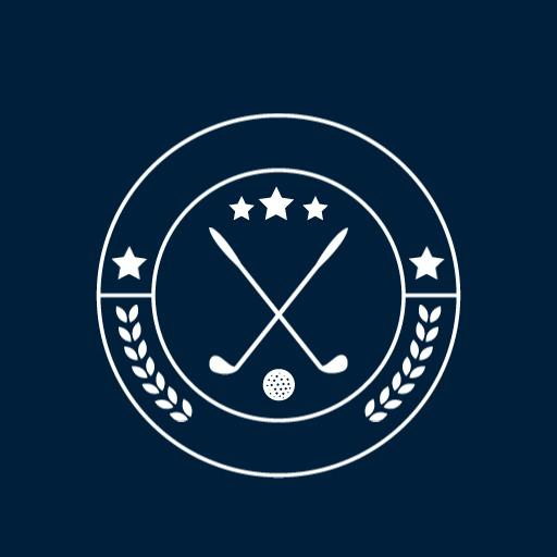 Classic White Golf Clubs and Stars Emblematic Logo Template
