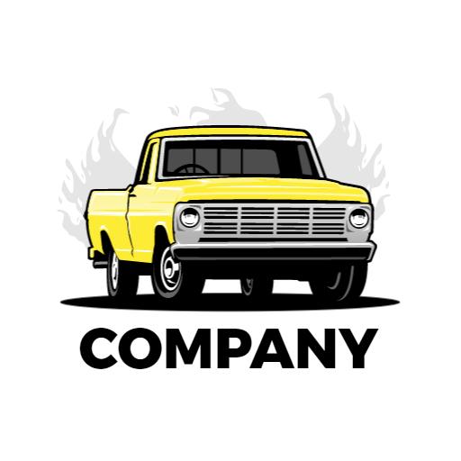 Classic Yellow Pickup Truck Representing Automotive Company Logo Template