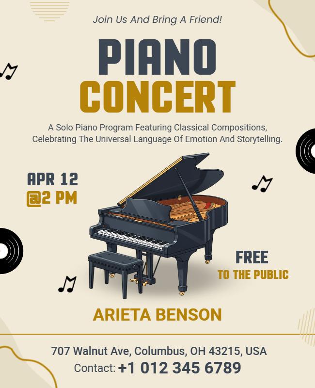 Classical Piano Concert Event Poster Template