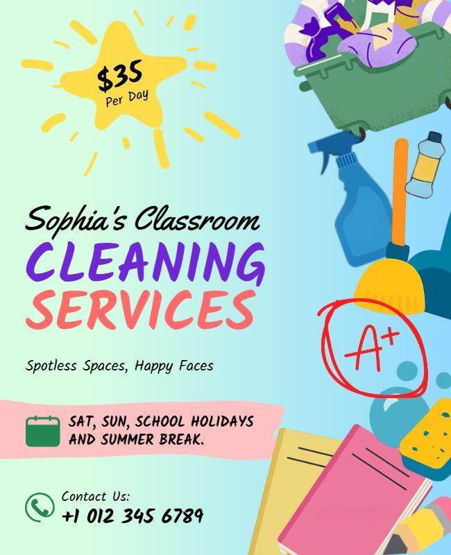 Classroom Cleaning Services Advertisement Poster Template