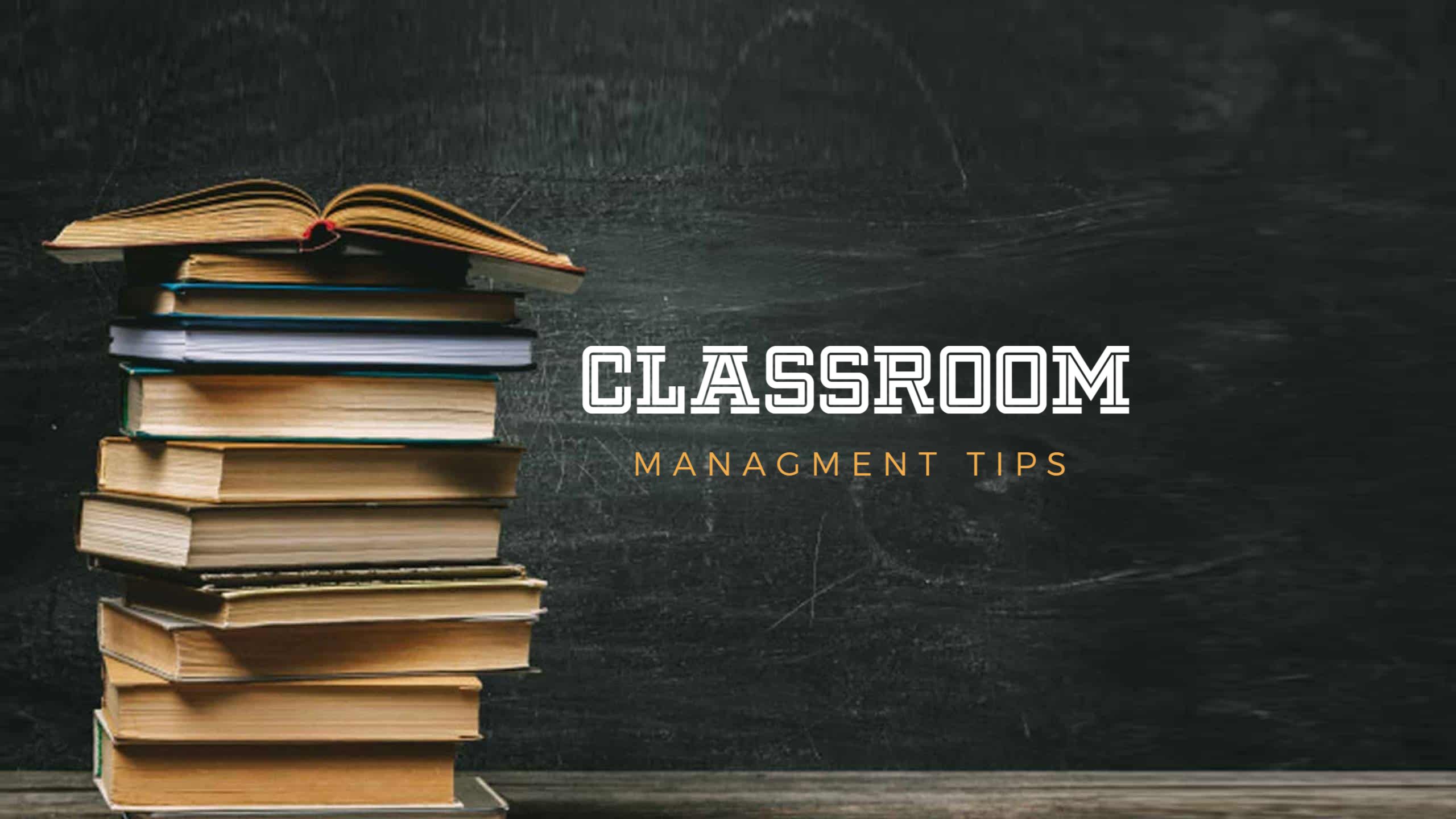 Classroom Management Tips Over Stacked Books YouTube Banner Template