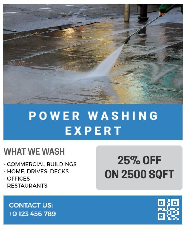 Clean and Bright Power Washing Service Promotion Poster Template