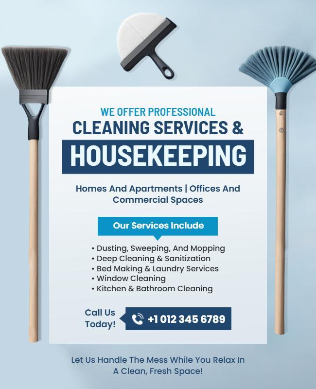 Clean and Fresh Professional Housekeeping Services Poster Template