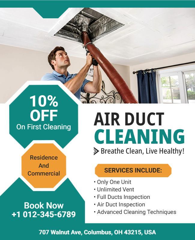 Clean and Modern Air Duct Cleaning Services Poster Template
