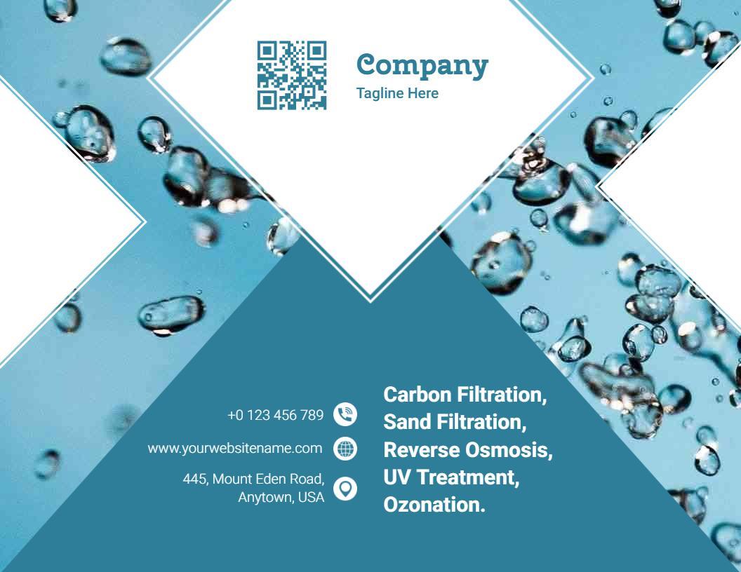 Clean Aqua Water Filtration Services Information Brochure Template