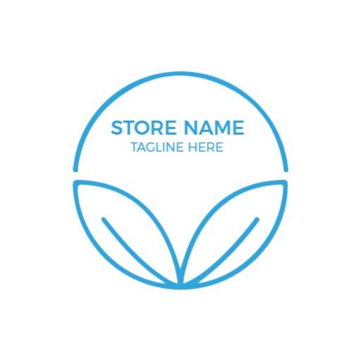 Clean Blue Circle Design Featuring Leaf Elements Logo Template