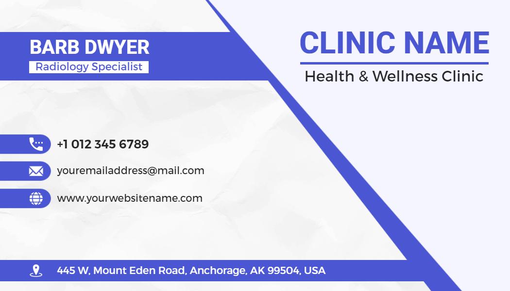 Clean Blue Medical Radiology Specialist Business Card Template