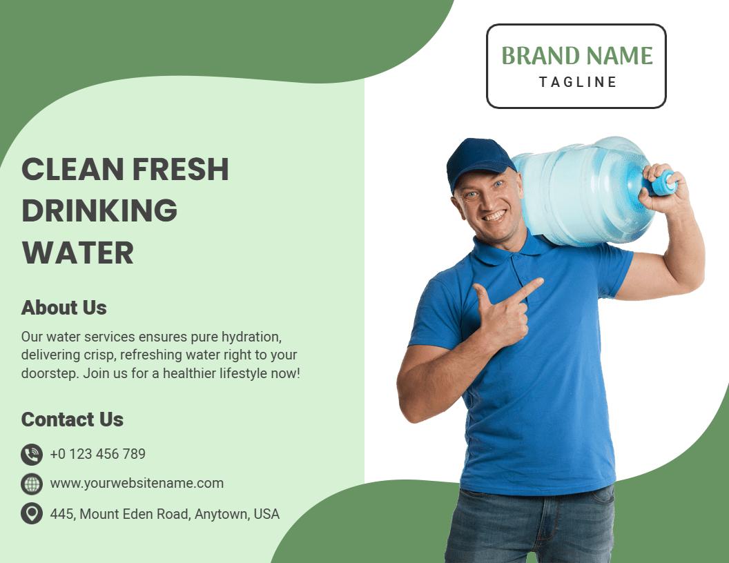 Clean Fresh Drinking Water Home Delivery Services Brochure Template
