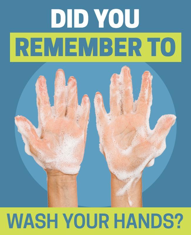Clean Hands Reminder for Hygiene Awareness Poster Template