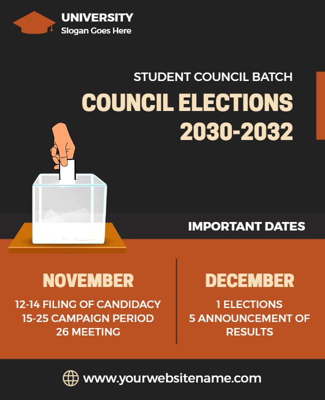 Clean Modern Student Council Elections Informative Poster Template