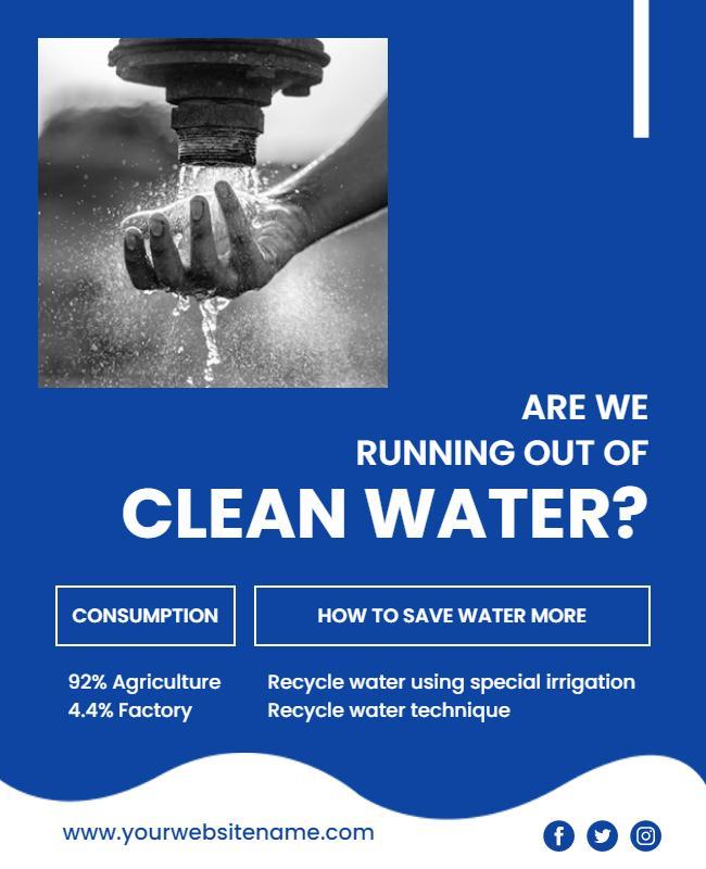 Clean Water Conservation Awareness Flyer Template