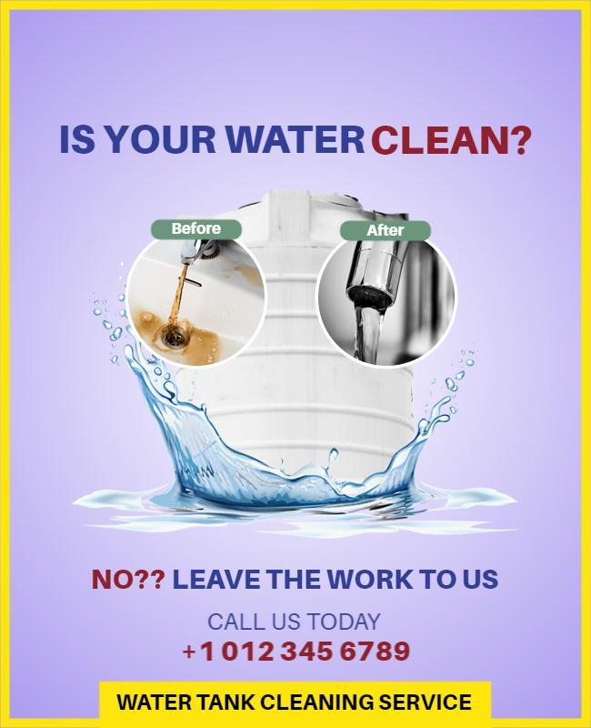 Clean Water Tank Inspection and Cleaning Service Poster Template