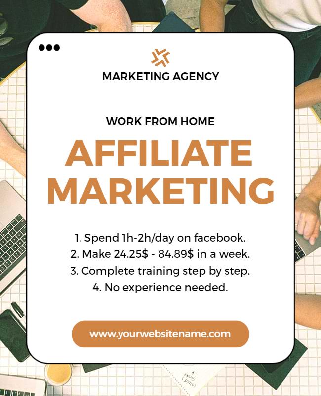 Clean White Affiliate Marketing Work From Home Poster Template