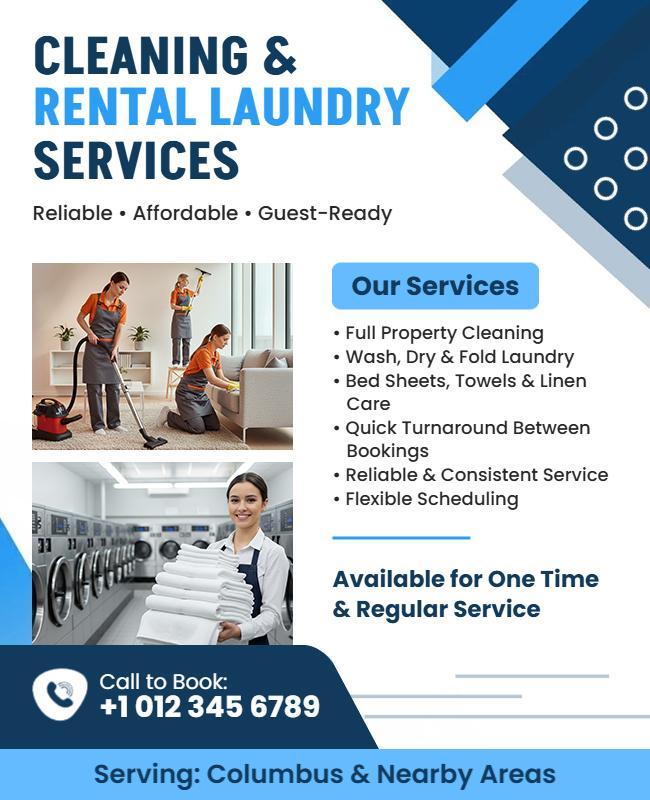 Cleaning and Rental Laundry Services Promotional Flyer Template