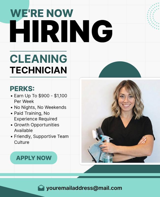 Cleaning Technician Job Hiring Poster Template