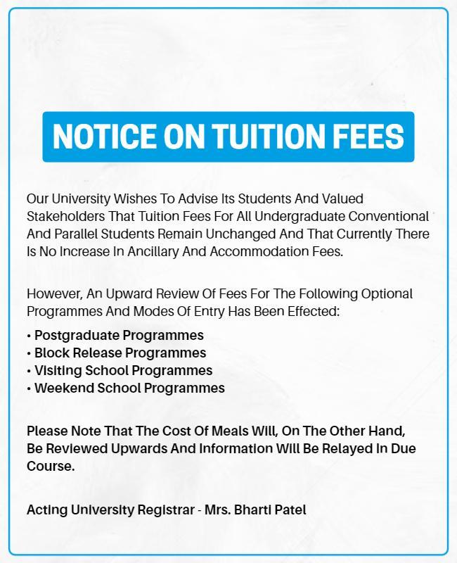 Clear Blue University Tuition Fees Notice Poster Template