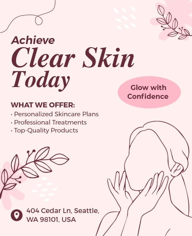 Clear Skincare Service Promotion Flyer Template