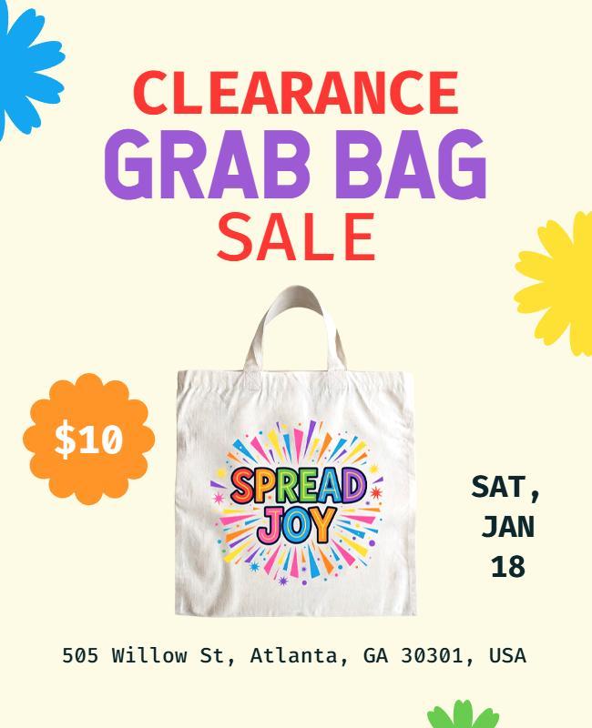 Clearance Grab Bag Sale Event Poster Template