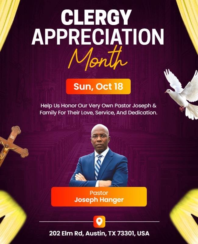 Clergy Appreciation Month Event Flyer Template