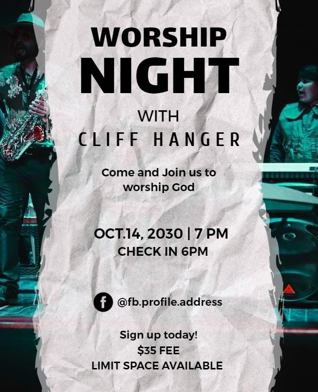 Cliff Hanger Worship Night Flyer Template