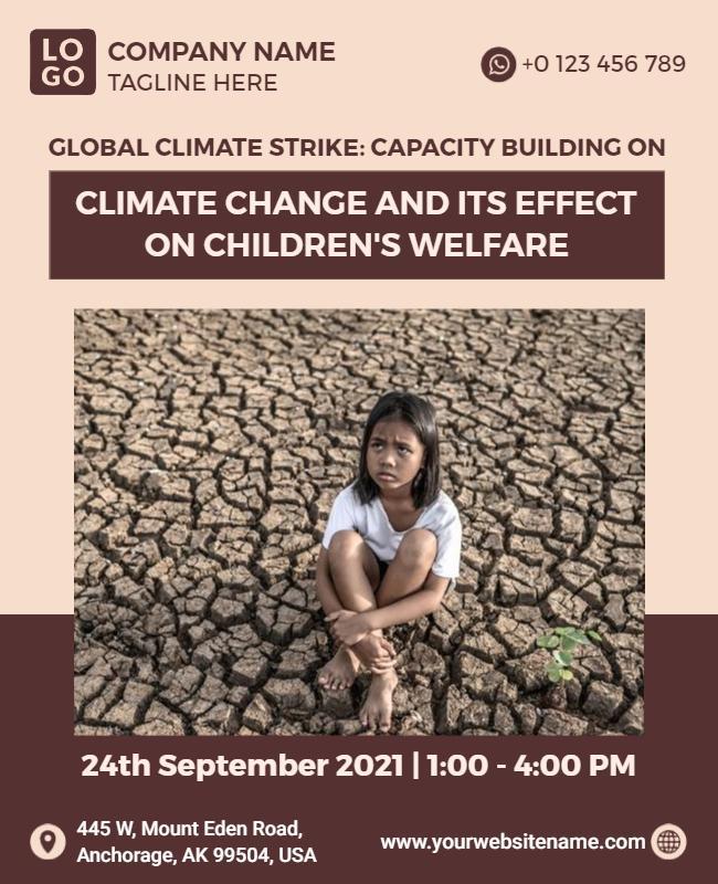 Thoughtful Earth Tones Climate Change Children Welfare Flyer Template