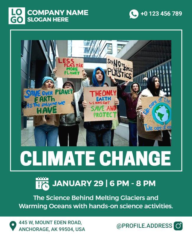 Bold Green Climate Change Awareness Event Flyer Template