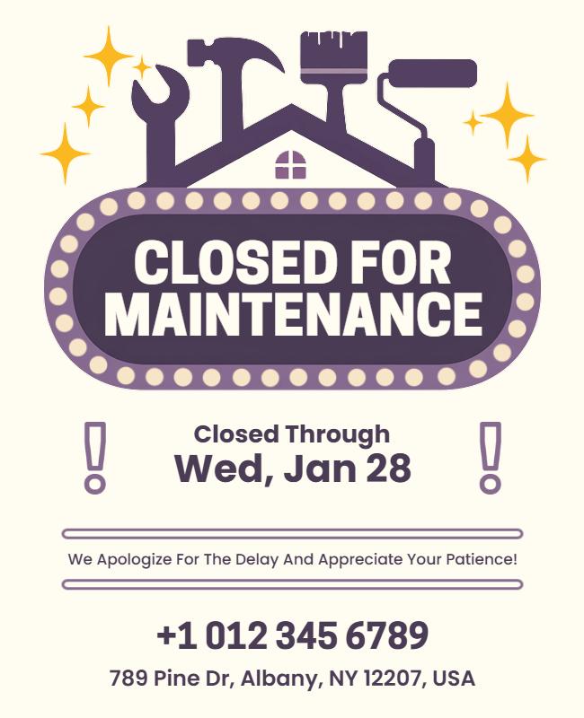 Closed for Maintenance Business Notice Flyer Template