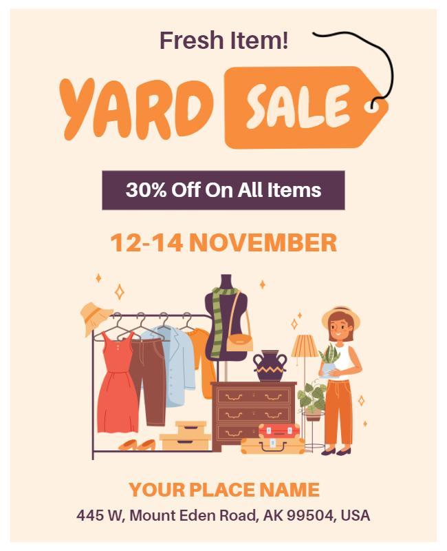 Clothing and Home Decorations Yard Sale Flyer Template