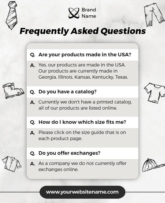 Clothing Brand Faq Information Flyer Template