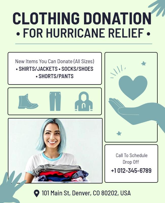 Clothing Donation for Hurricane Relief Flyer Template