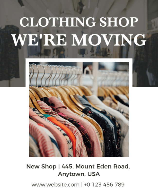 Clothing Shop Relocation Announcement Flyer Template