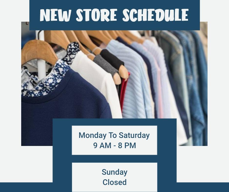 Clothing Store Schedule Announcement Facebook Flyer Template