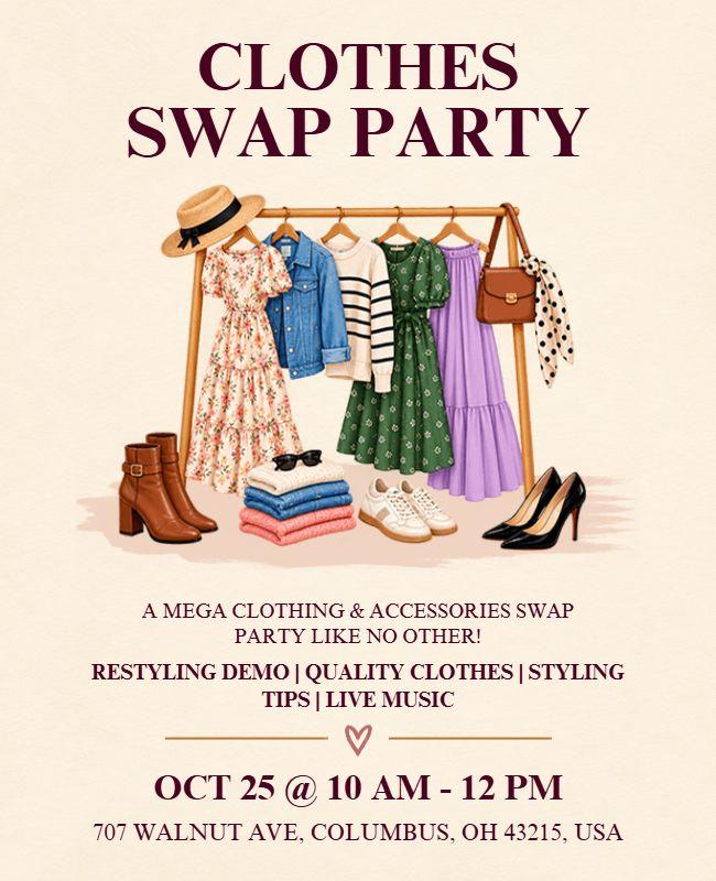 Clothing Swap Party and Styling Tips Flyer Template