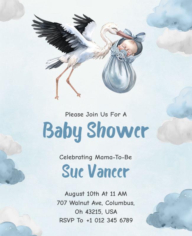 Cloud Design Baby Shower Invitation Flyer Template
