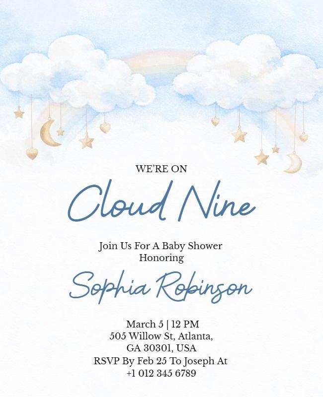 Cloud Nine Baby Shower Flyer Template