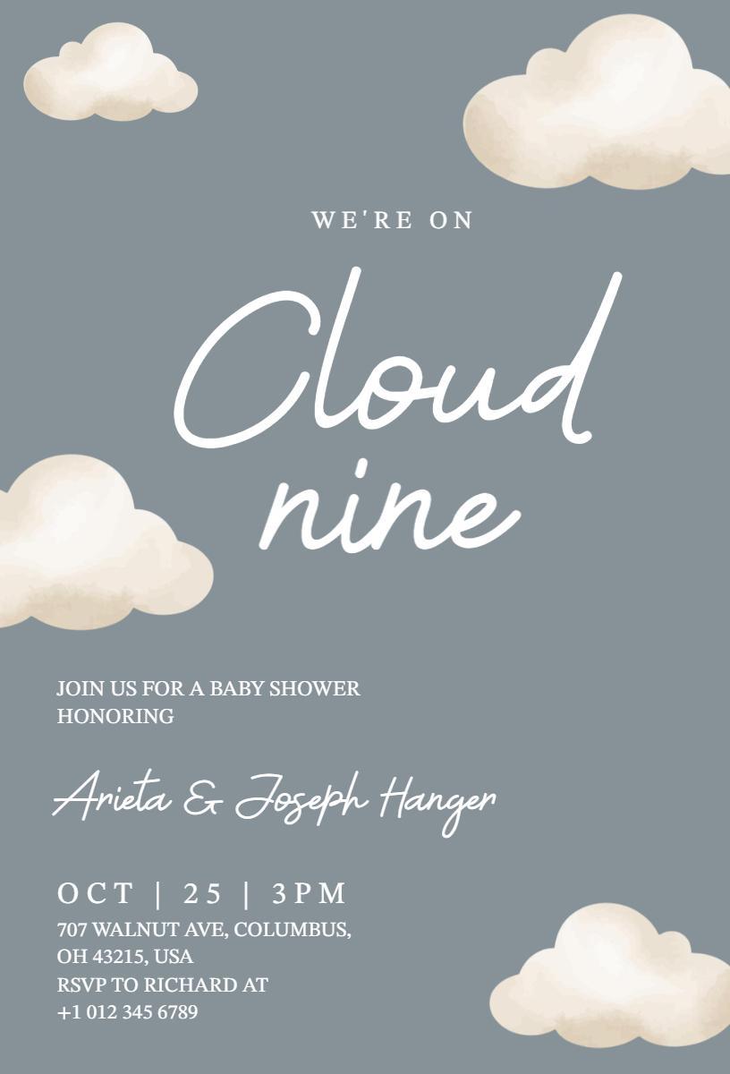 Cloud Nine Dreamy Baby Shower Celebration Invitation Template