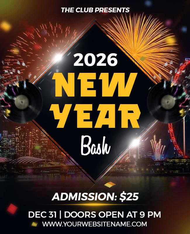 Club 2026 New Year Bash Celebration Flyer Template
