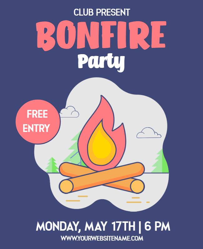 Club Bonfire Party Free Entry Flyer Template