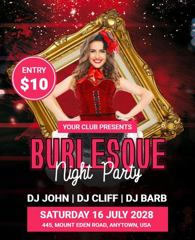 Club Burlesque Night Party Flyer Template