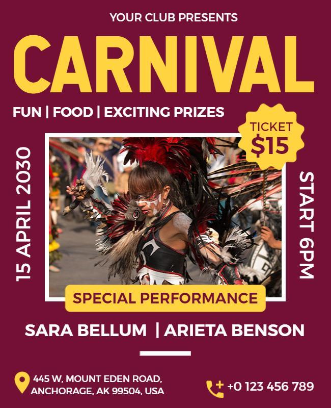 Club Carnival Event Flyer with Special Performance Template