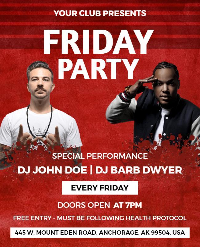 Club Dj Performance Friday Party Flyer Template