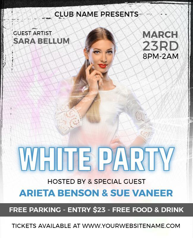 Club Event White Party Flyer Template